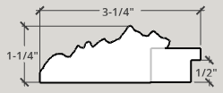A large, reverse curve profile frame with an intricate leaf design bordered by a geometric outer edge and beaded inner lip.  A dark, matte gold-brown base with gold foil patina for added depth on the topmost points of the design. Strong, solid wood construction.

3.25 " witdth: ideal for large and oversize (extra large) images.